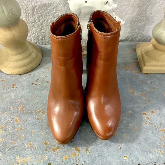 EUC Antonio Melani Brown Leather and Gray Wool Heeled Boots - Picture 5 of 16